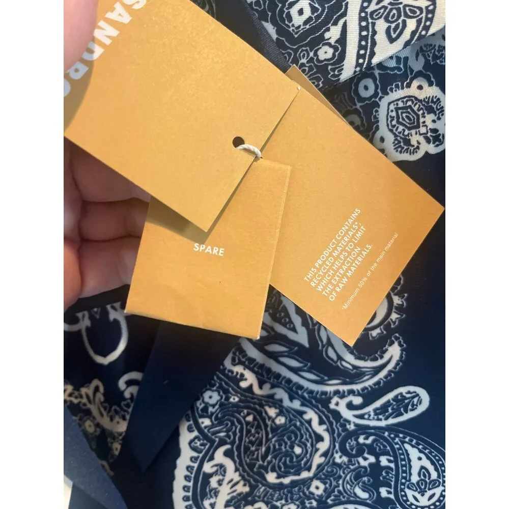 Sandro Womens Blue & White Paisley Short-Sleeve Button-Up Shirt Size 1 - Picture 8 of 10